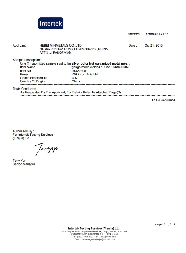 Our certificate